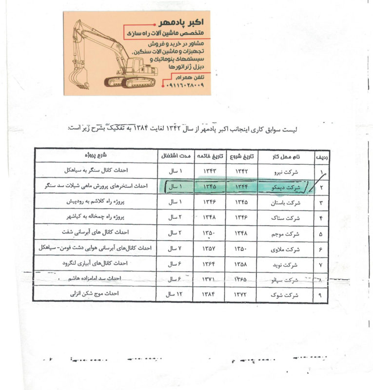 متخصص ماشین آلات راهسازی و کلیه سیستمهای هیدرولیک و پنوماتیک