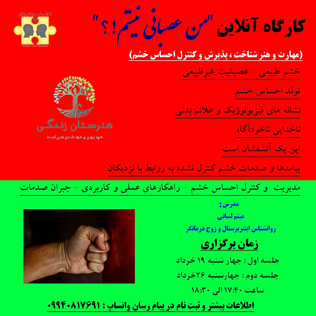 کارگاه آنلاین من عصبانی نیستم