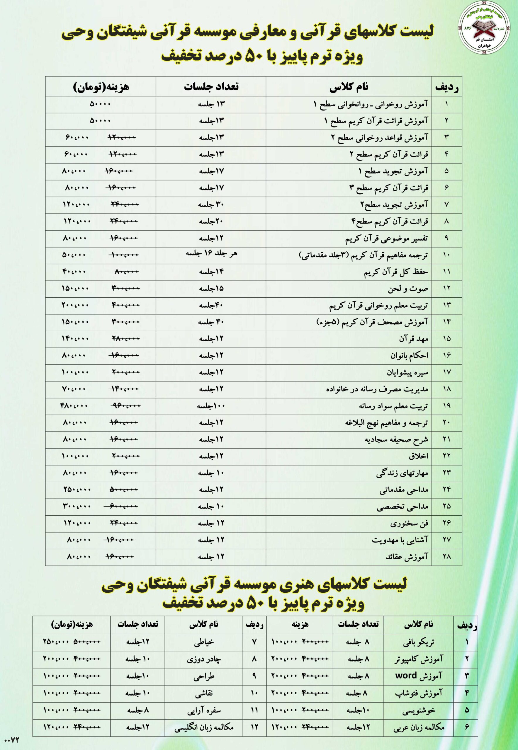 آموزشهای قرآنی فرهنگی ویژه خواهران
