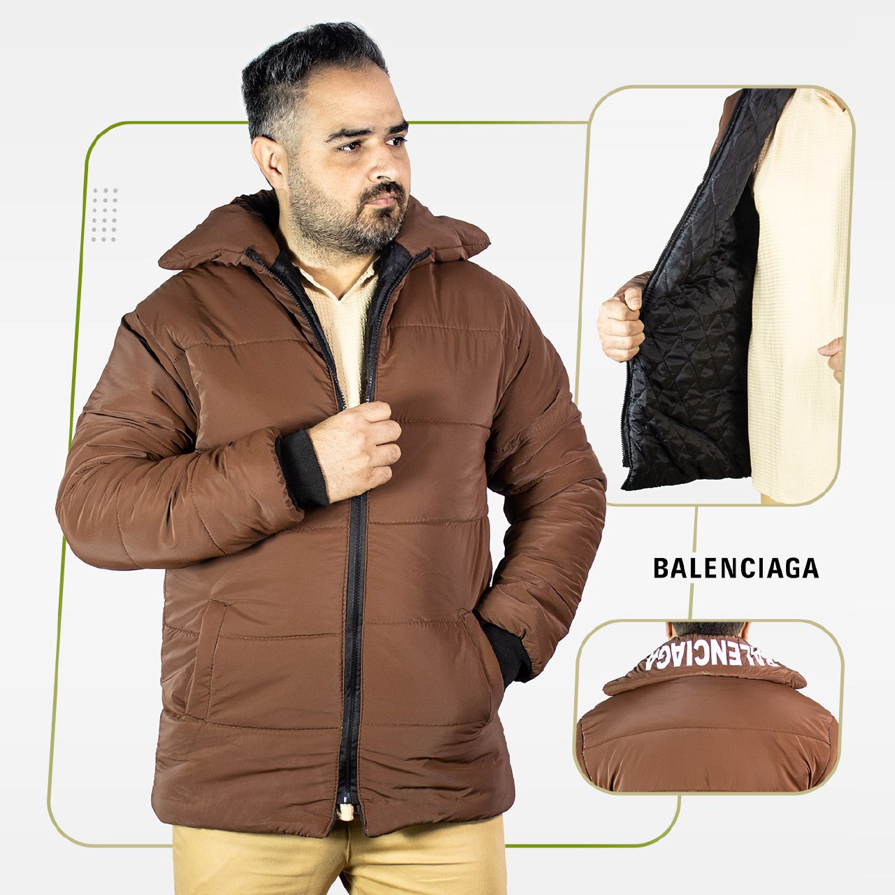 🔸 کاپشن مردانه قهوه ای Balenciaga مدل ۱۷۴۸