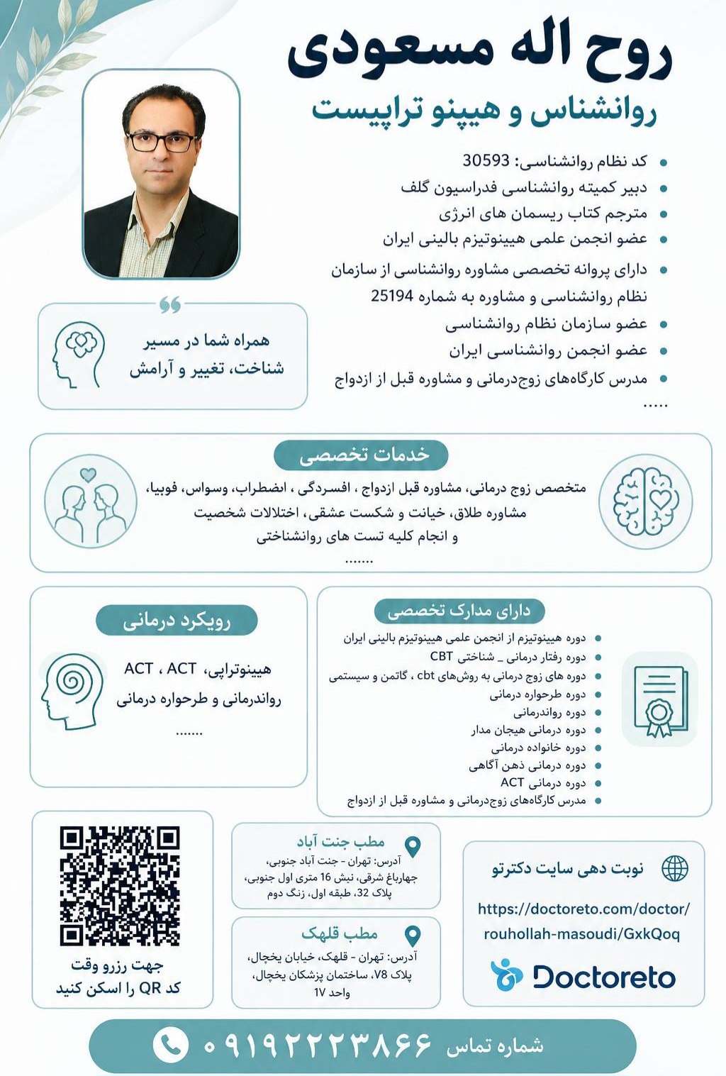 بهترین روانشناس قلهک روح اله مسعودی